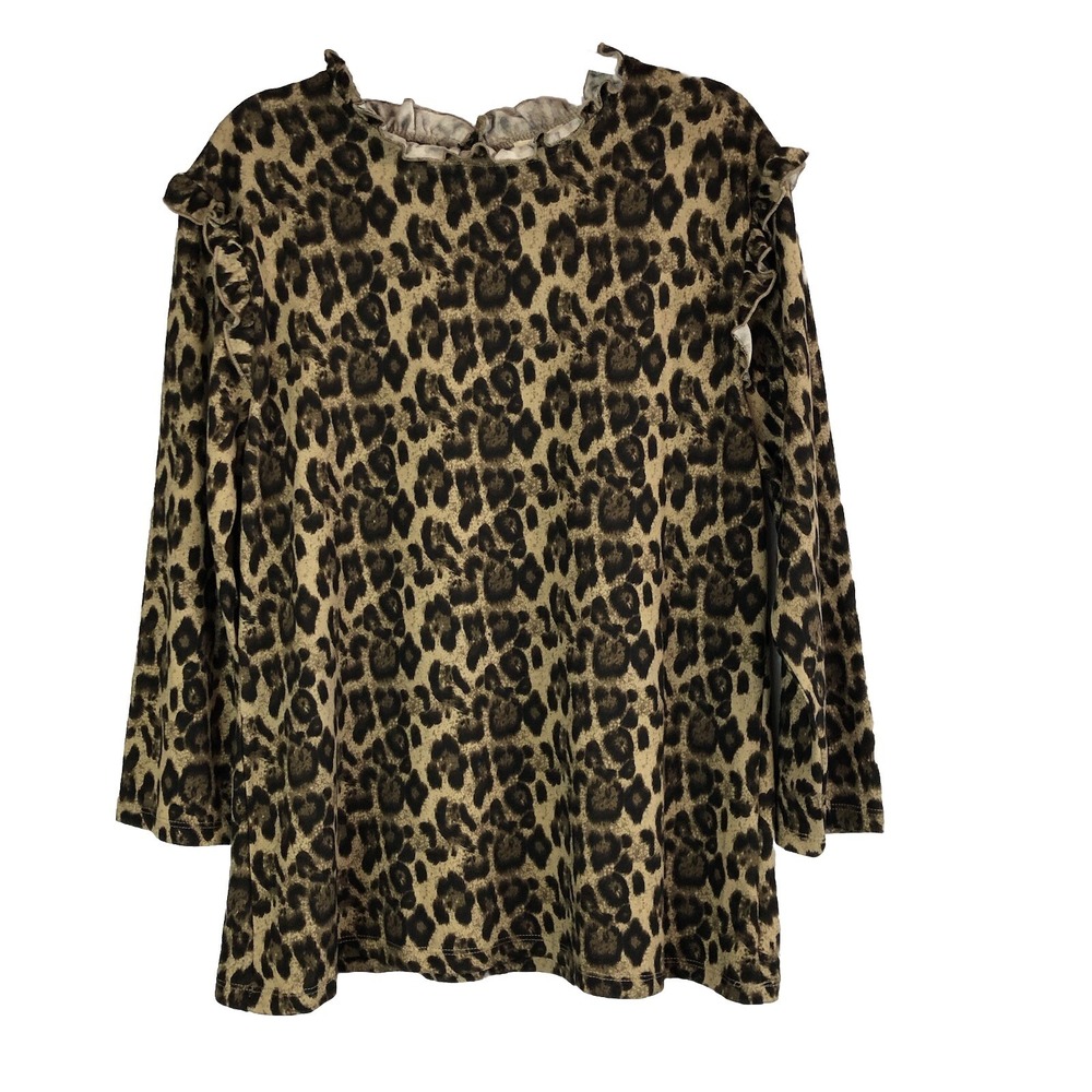 Hayden Los Angeles Womens Shirt Size 1XL‎ Animal Print Long Sleeve Top Ruffles